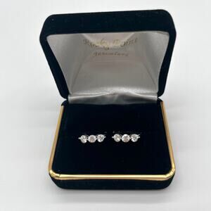 Moissanite Silver Hoop Earrings, 3 Studs 1.8ct NWT, REPORT INCLUDED